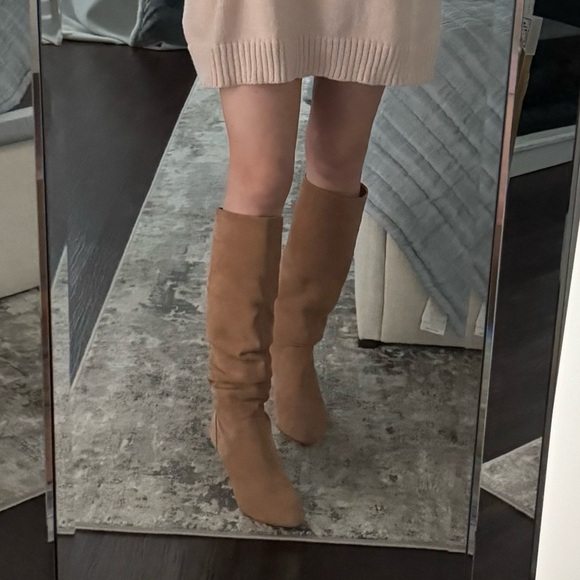 Camel Suede Scrunchie Boot Women's Pull up Boots - Picture 10 of 11